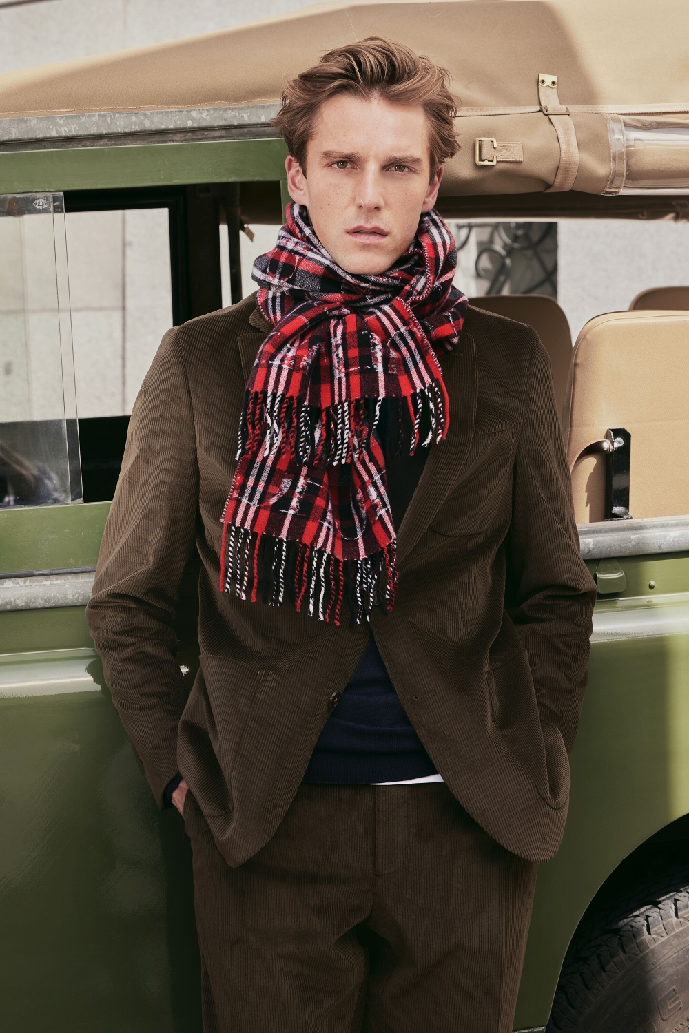 CHAQUETA DE TRAJE RELAXED FIT DE PANA DE ALGODÓN
