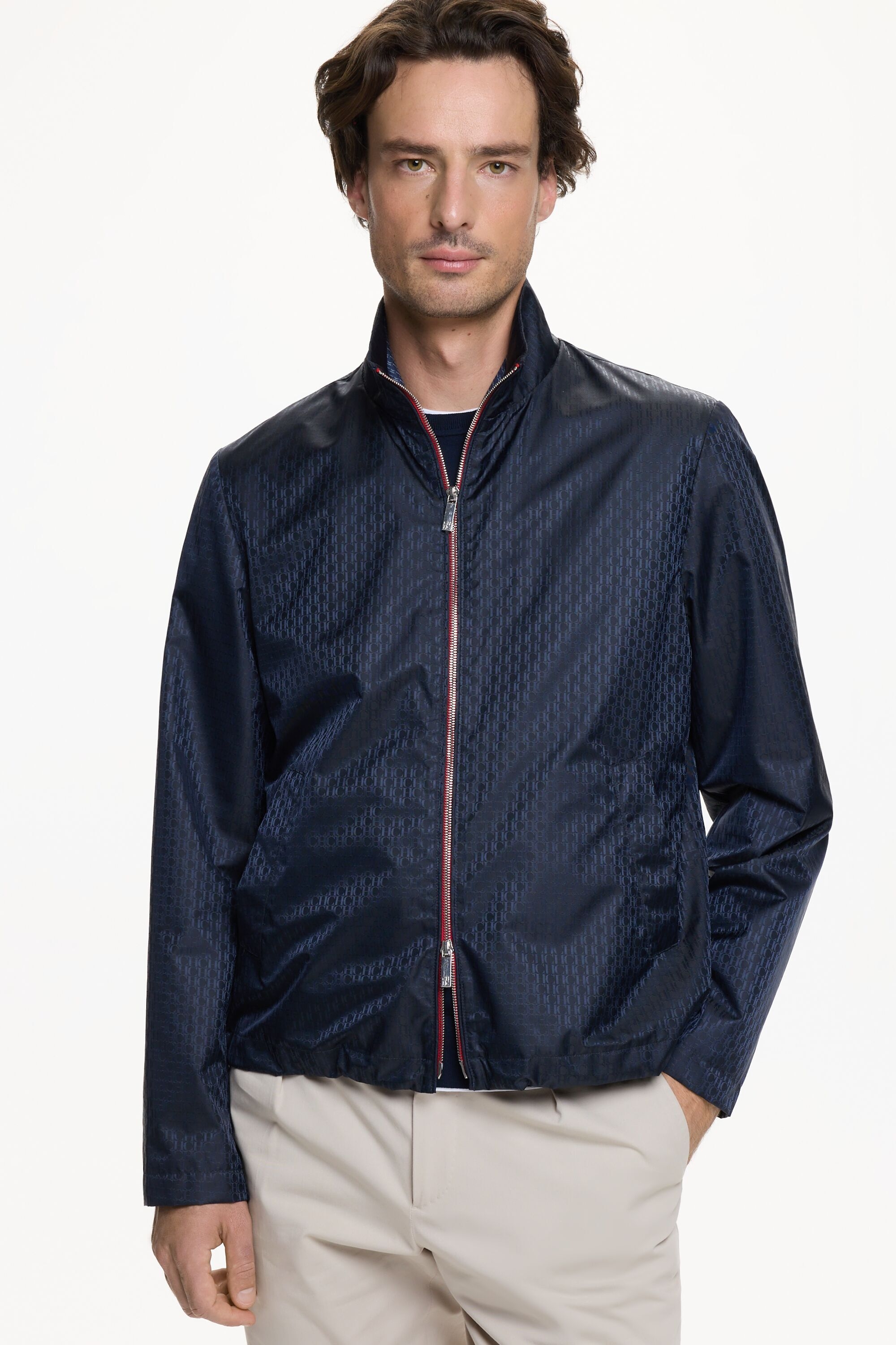 Technical nylon jacket with CH jacquard