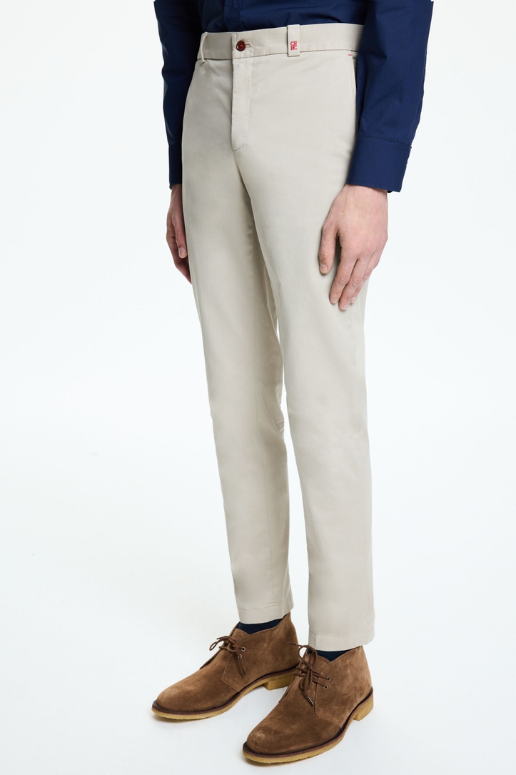 Pantalón Chino Slim Fit de Sarga de Algodón