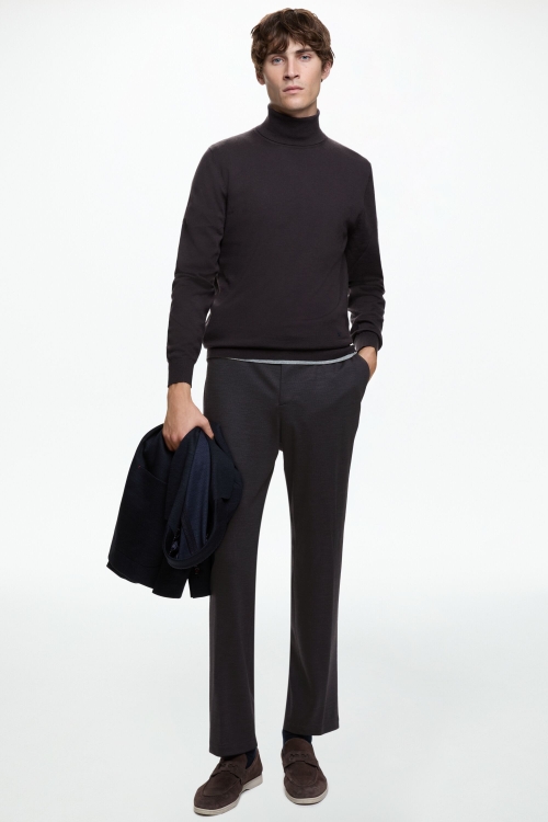 PANTALÓN DE TRAJE RELAXED FIT ESTRUCTURA DE LANA