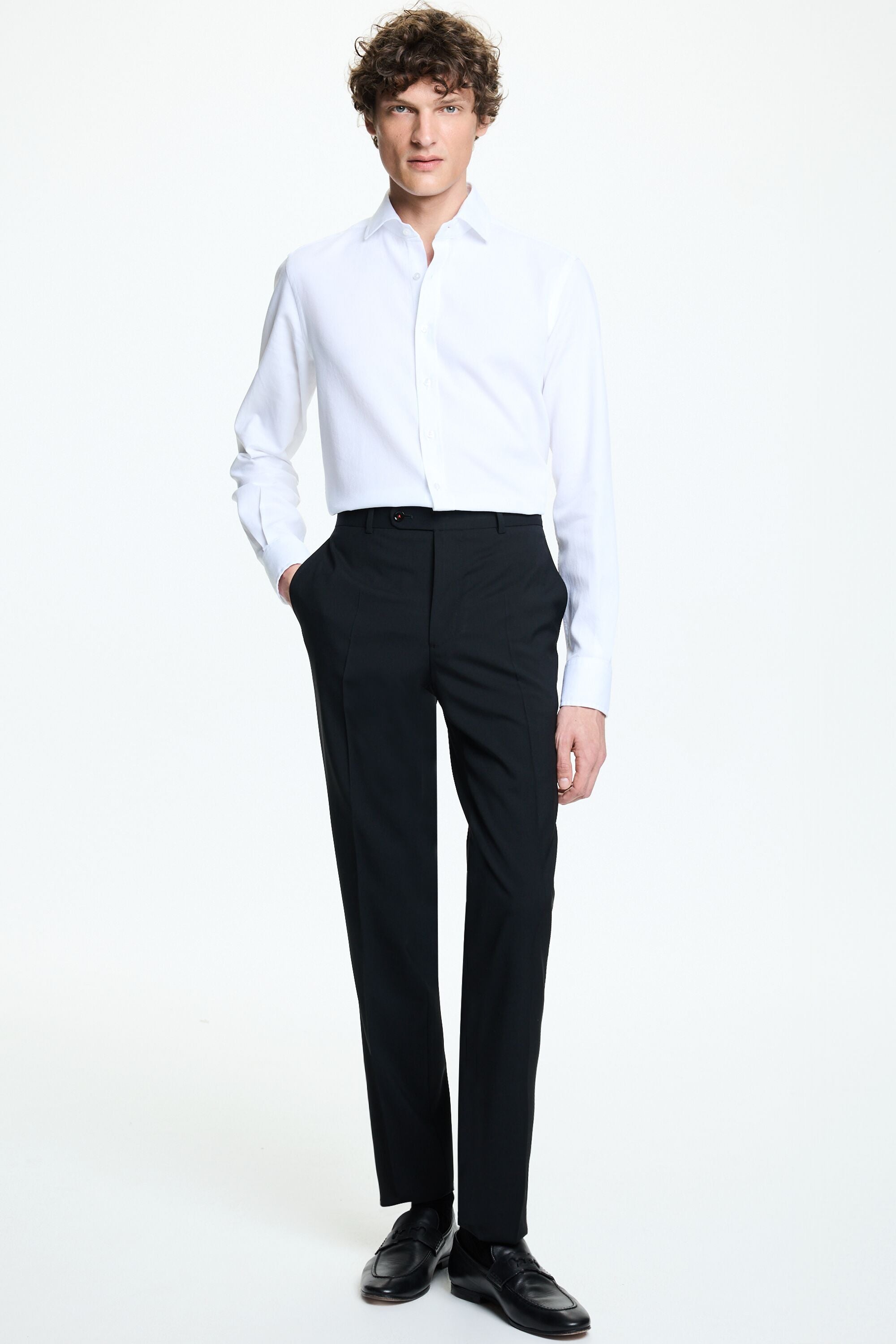 Tropical wool classic fit suit pants black - CH Carolina