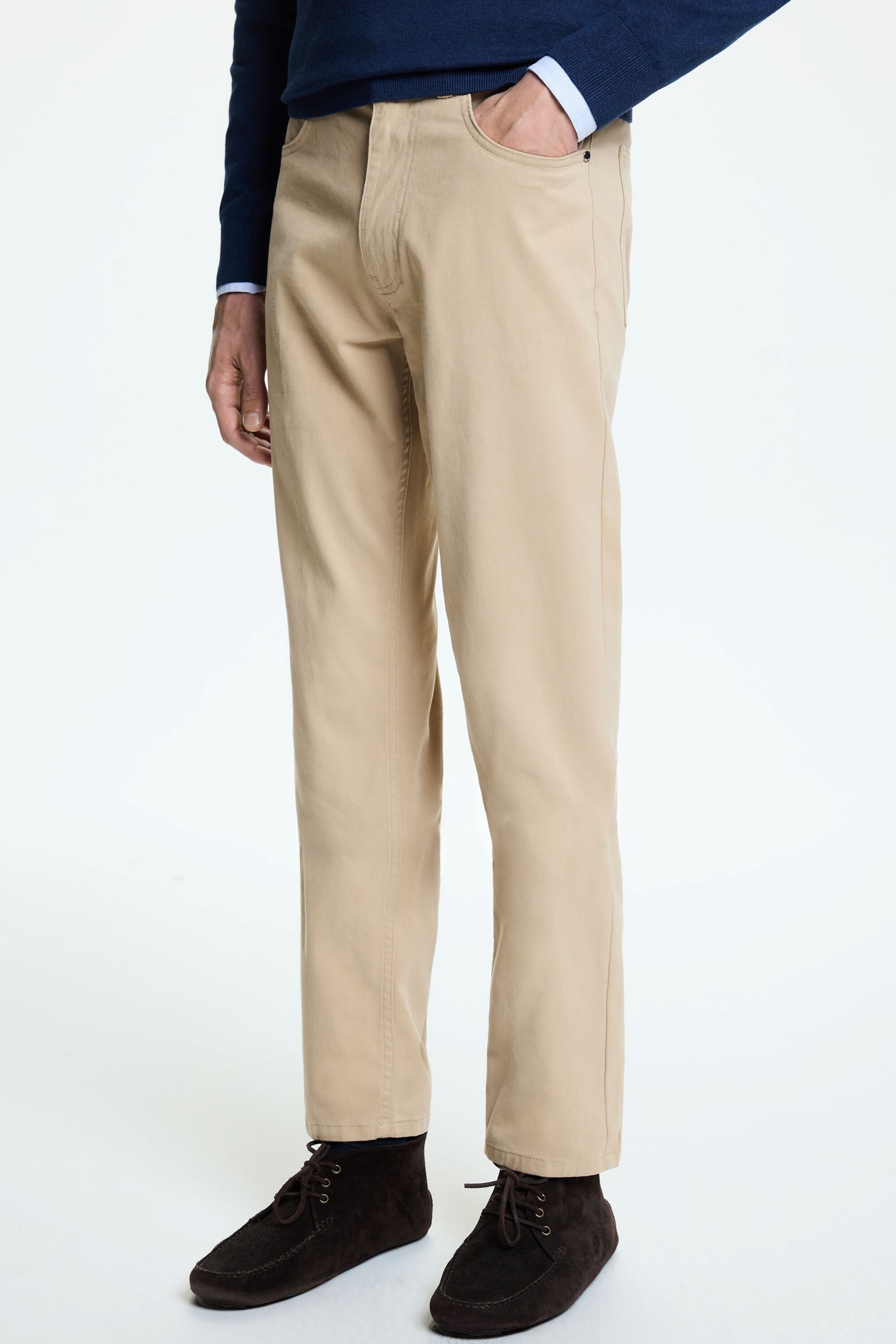 Pantalón Regular Fit de Sarga de Algodón