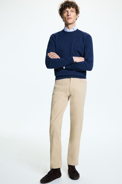 PANTALÓN REGULAR FIT DE SARGA DE ALGODÓN