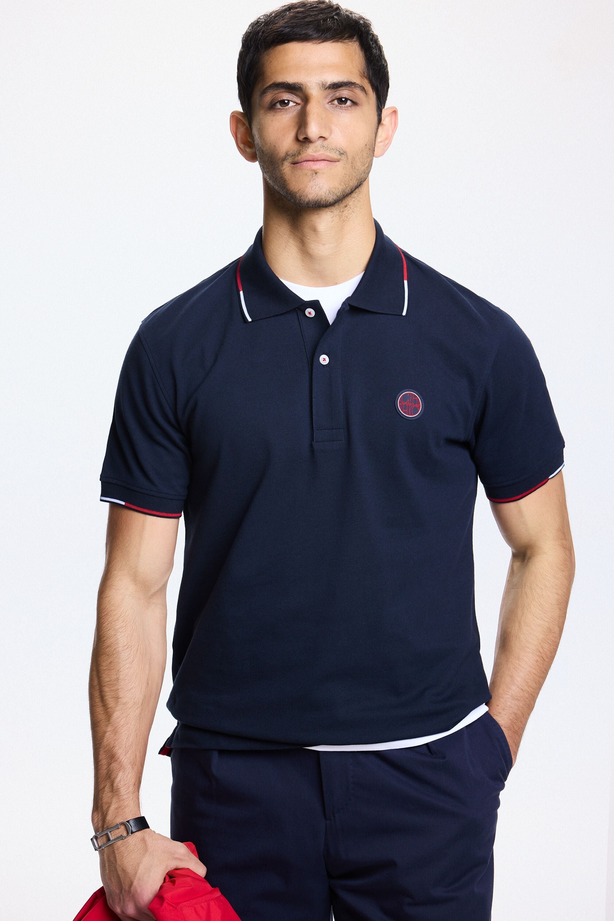 Stretch pique polo shirt navy CH Carolina Herrera United States