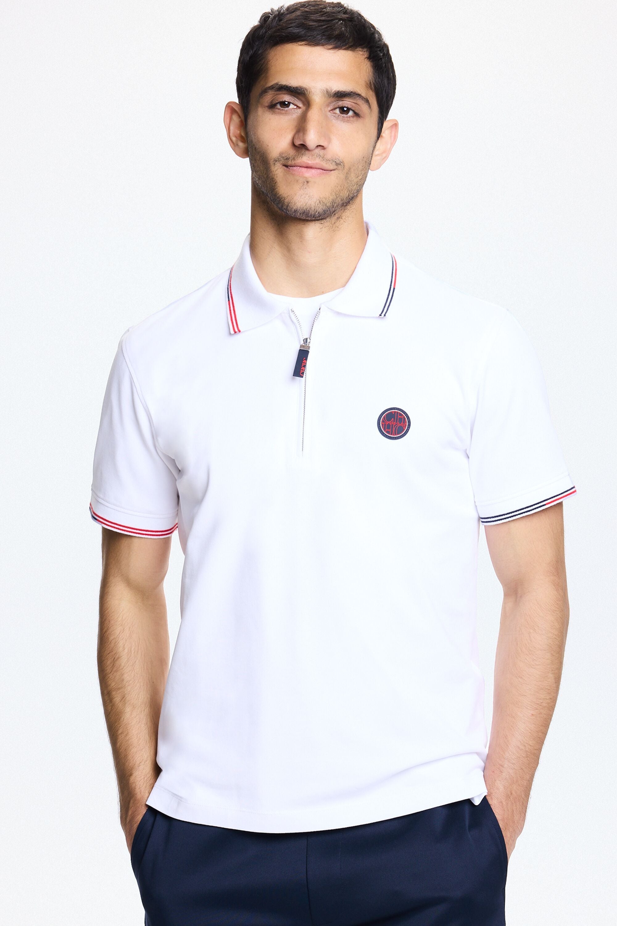 Half-zip piqué polo shirt white - CH Carolina Herrera United States
