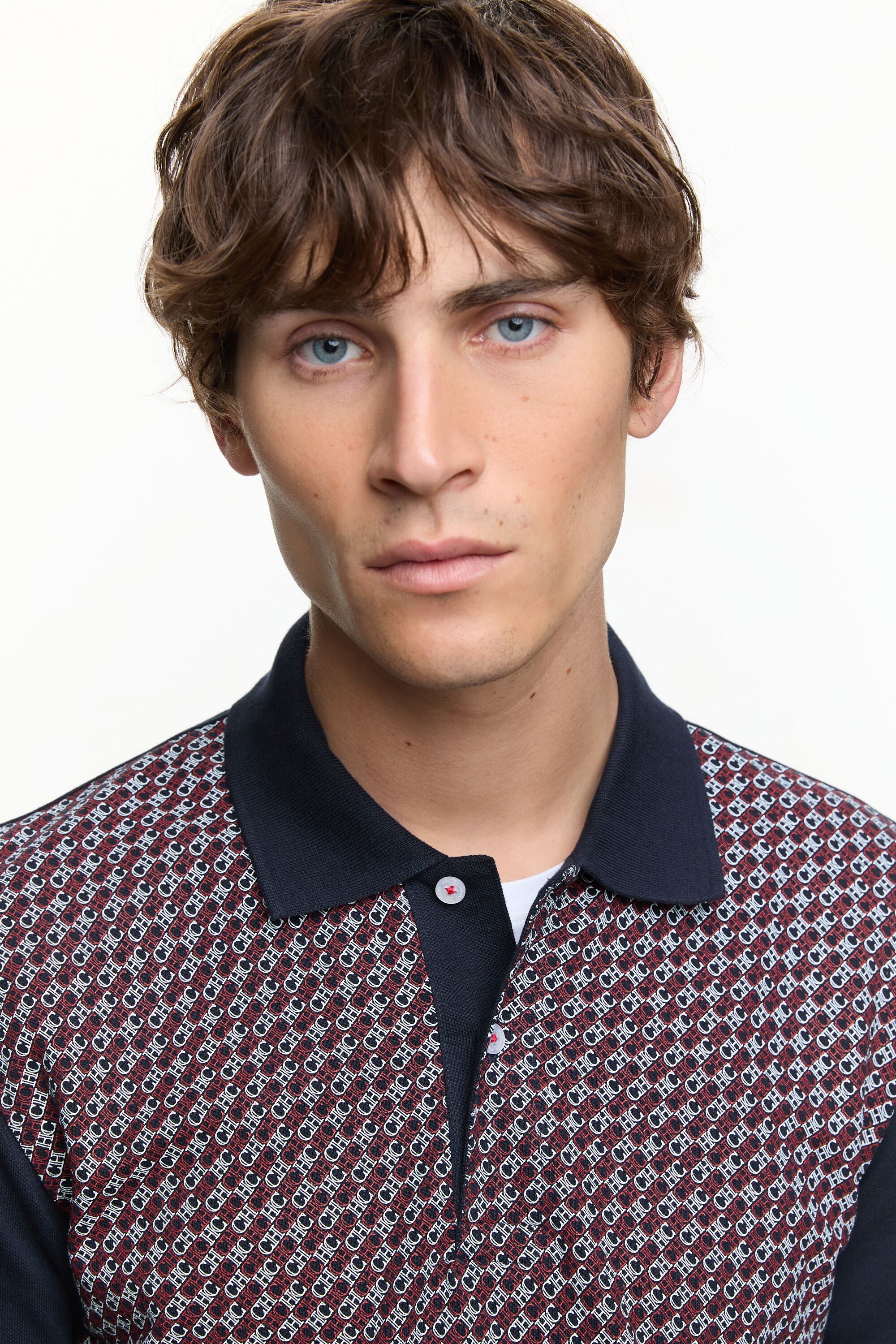Caracas Print Pique Polo Shirt navy - CH Carolina Herrera United States