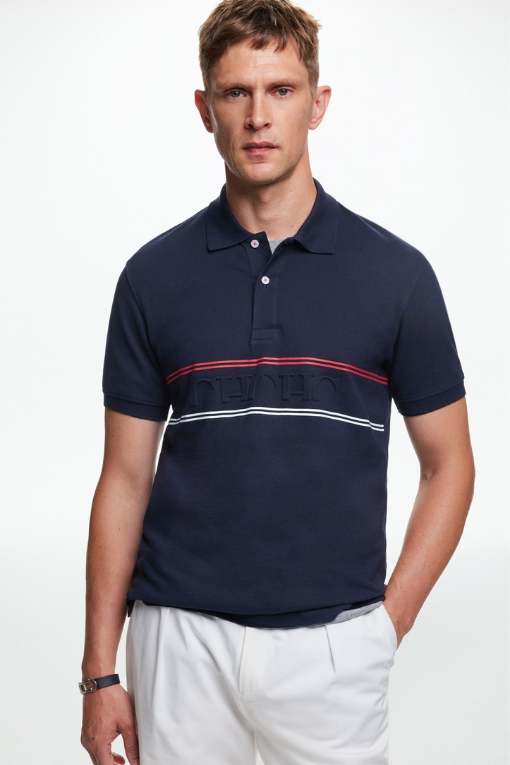 Polo de Piqué Estampado Banda CH