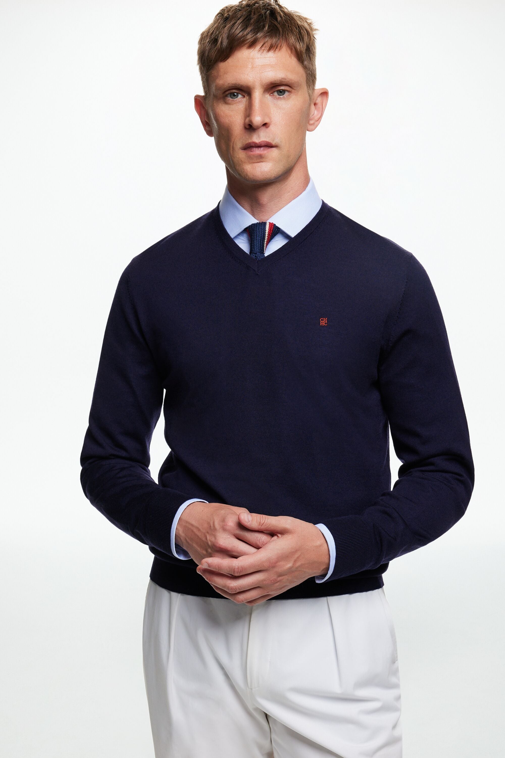 Polo merino wool v neck sweater best sale