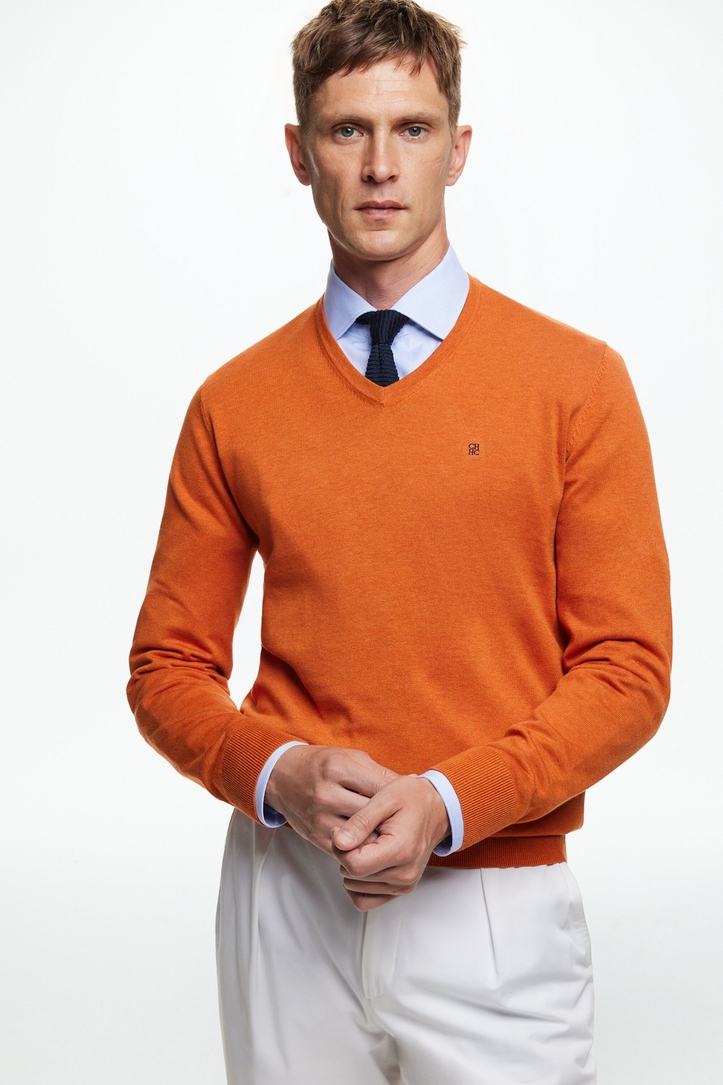 Cotton V-neck Sweater