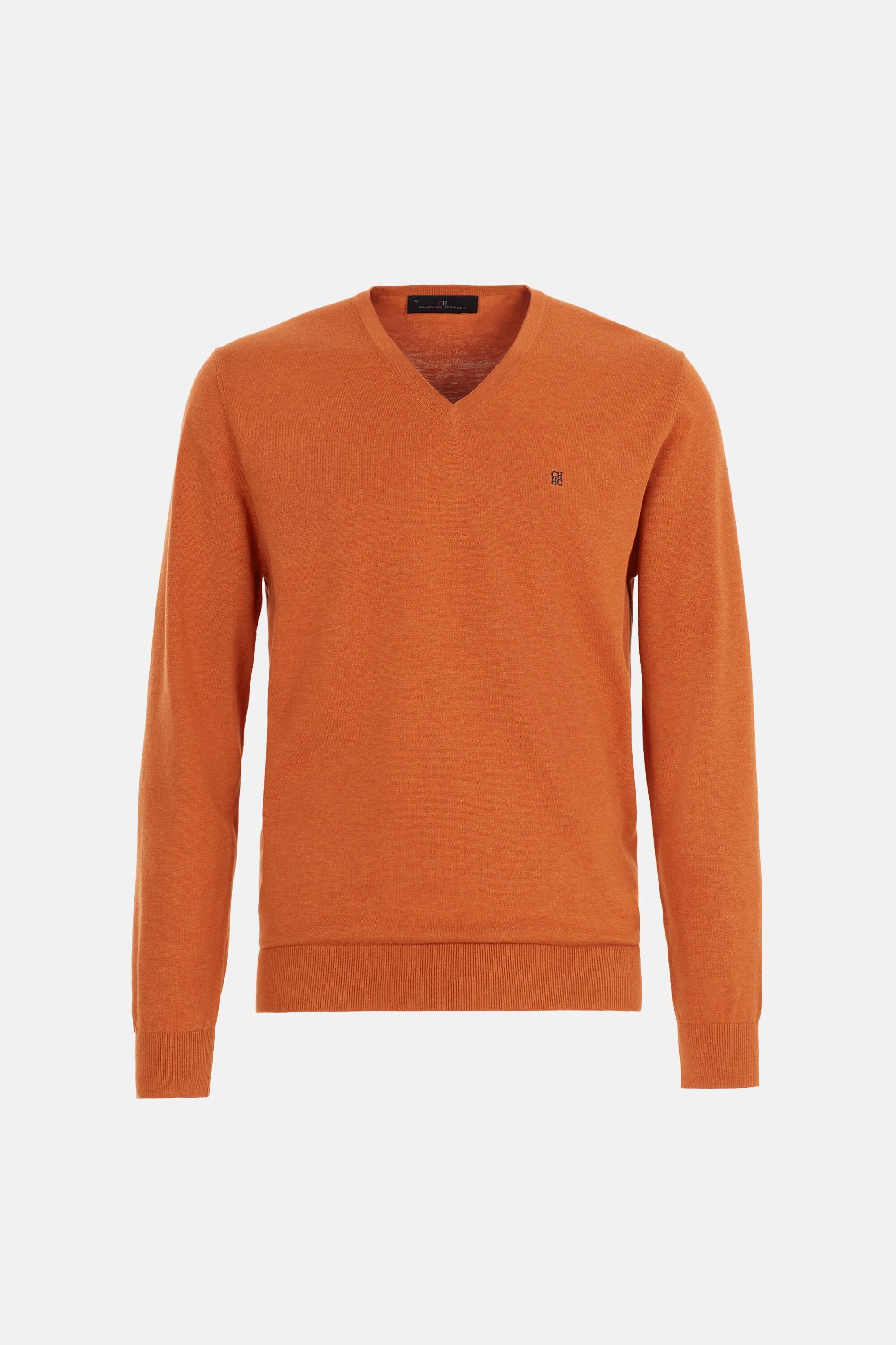 Cotton V neck Sweater orange CH Carolina Herrera United States