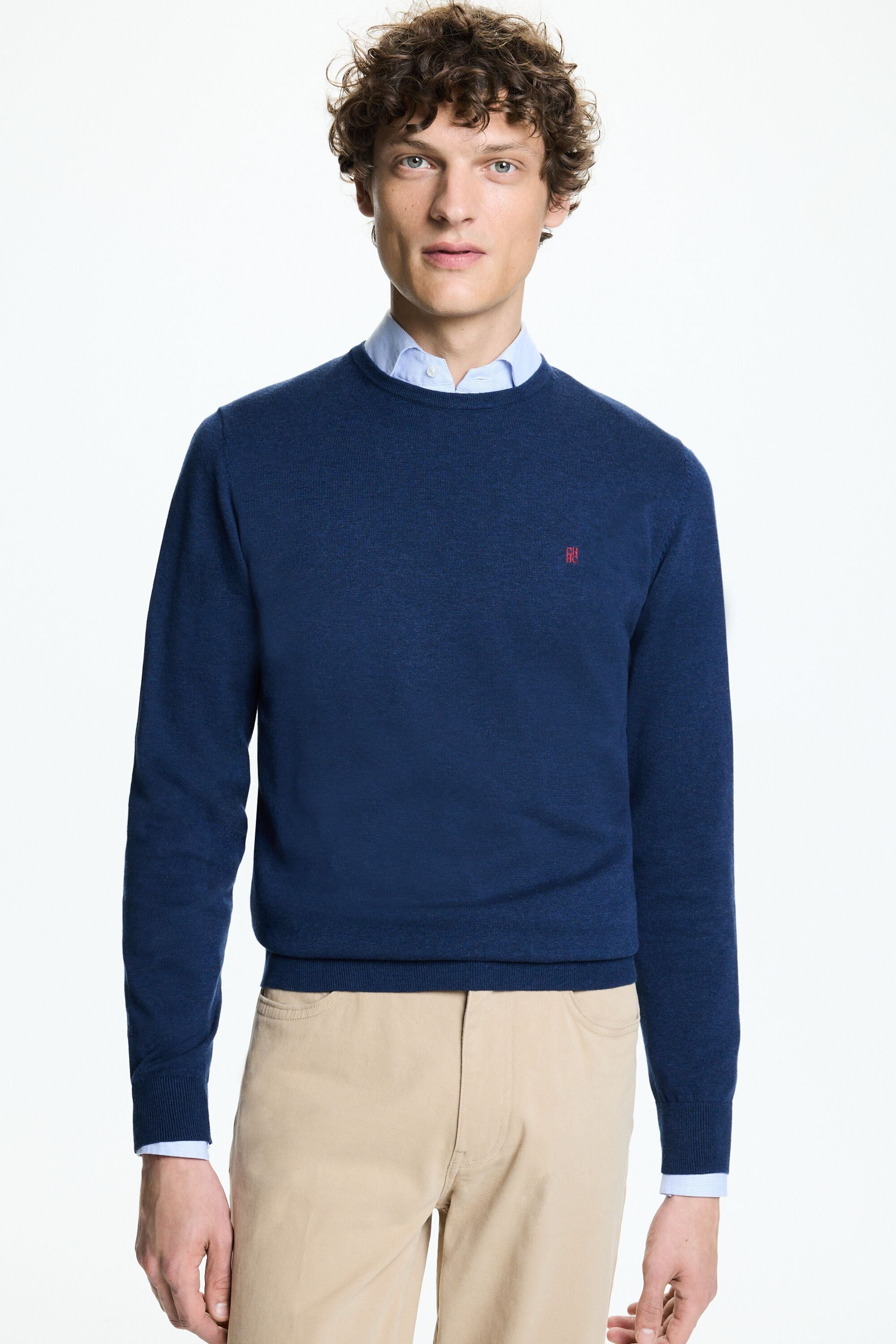 Navy crewneck sweater clearance