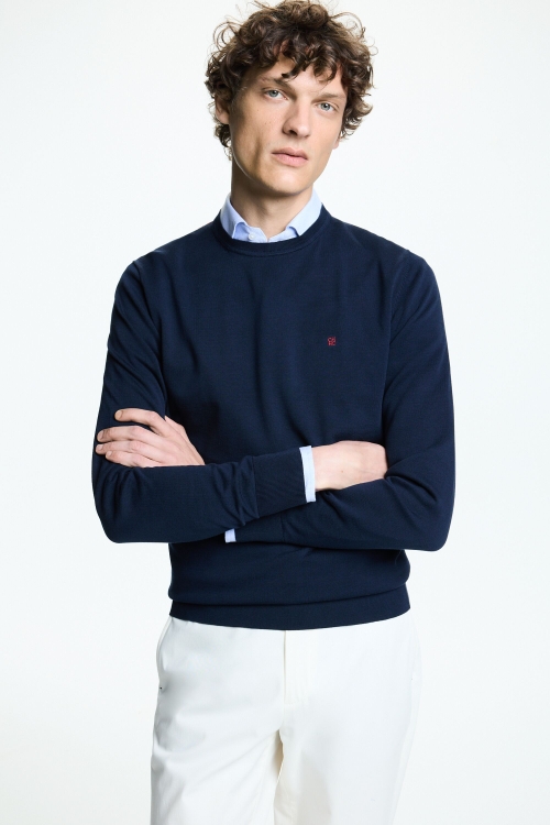 JERSEY DE ALGODÓN GASEADO CUELLO REDONDO