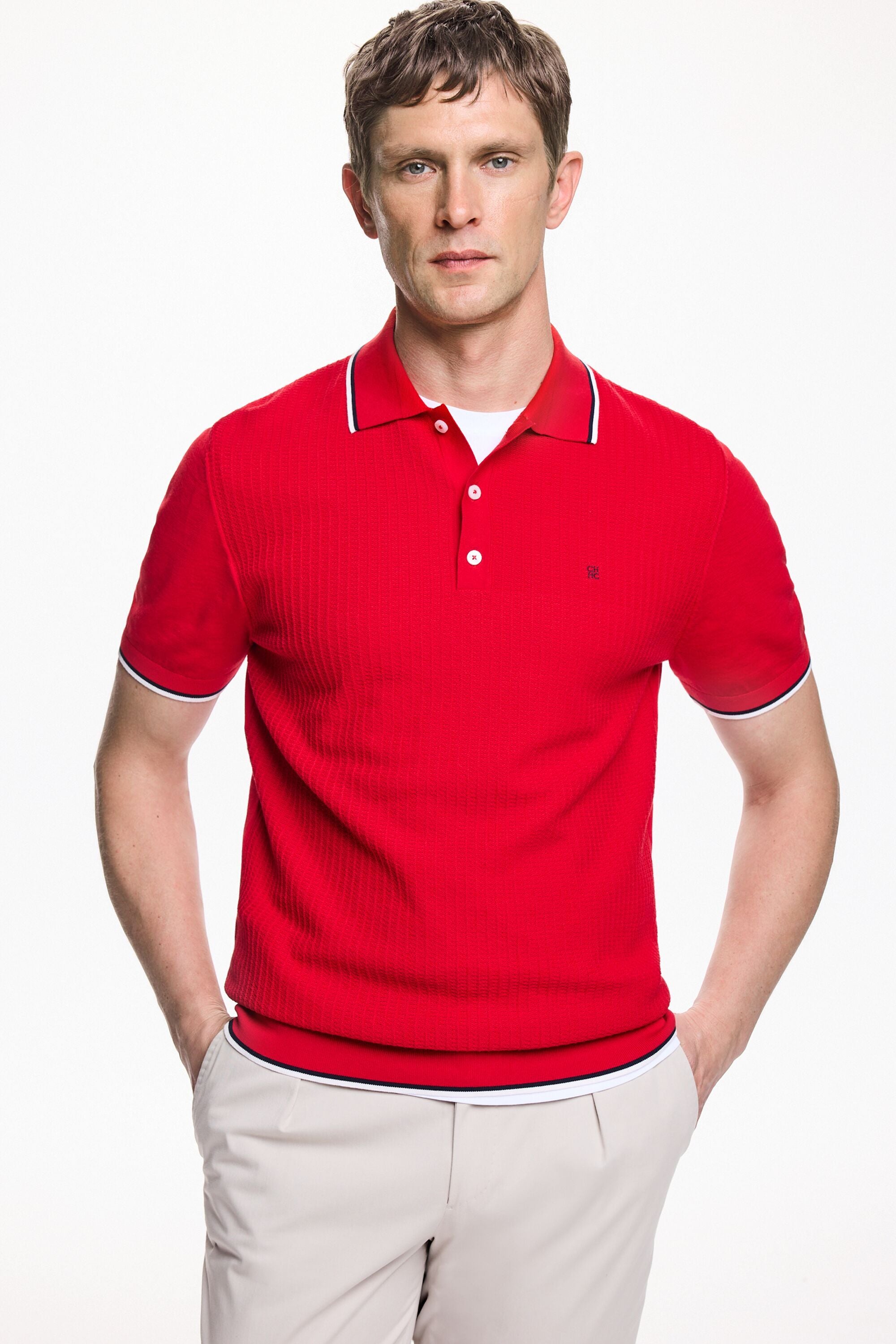 Polo de punto con estructura rojo CH Carolina Herrera Espana