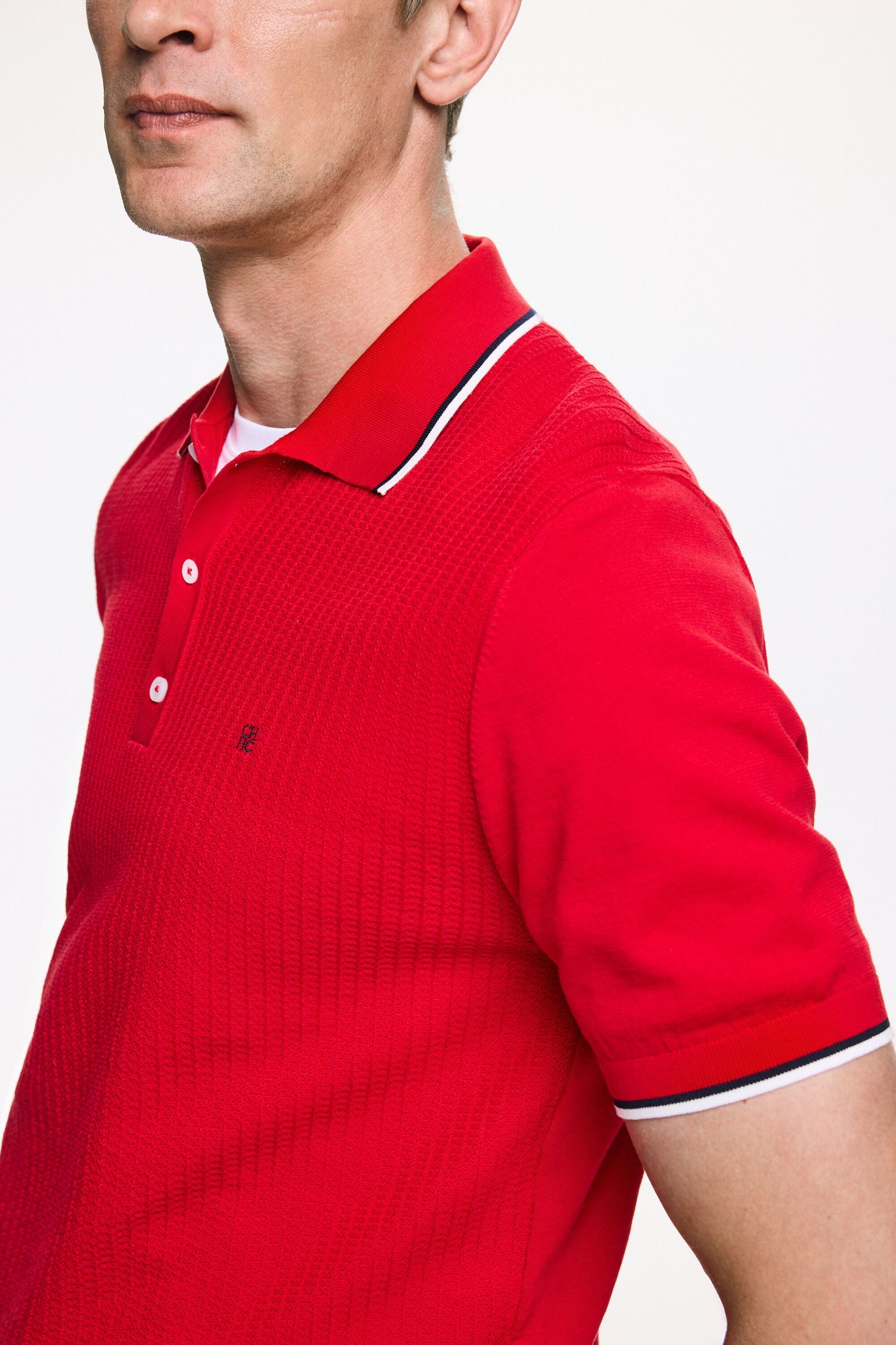 Textured knit polo shirt red CH Carolina Herrera United States