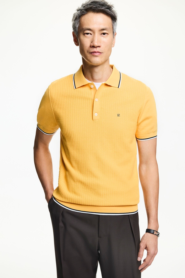 Textured knit polo shirt