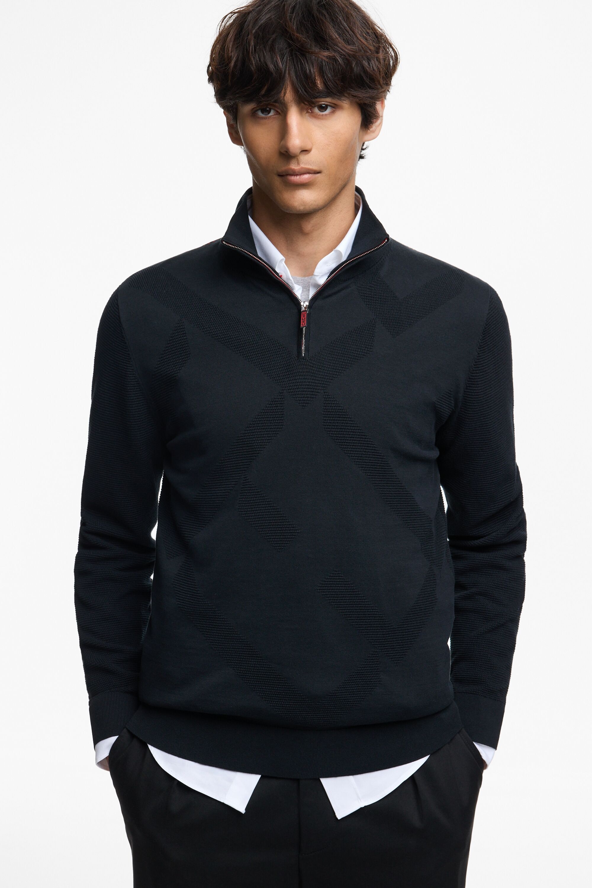 CH 2020 Textured Cotton Half-Zip Sweater