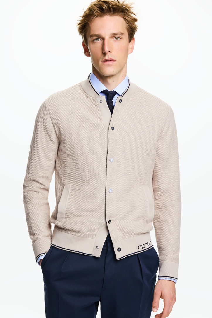 CH intarsia cotton cardigan beige - CH Carolina Herrera Luxembourg 