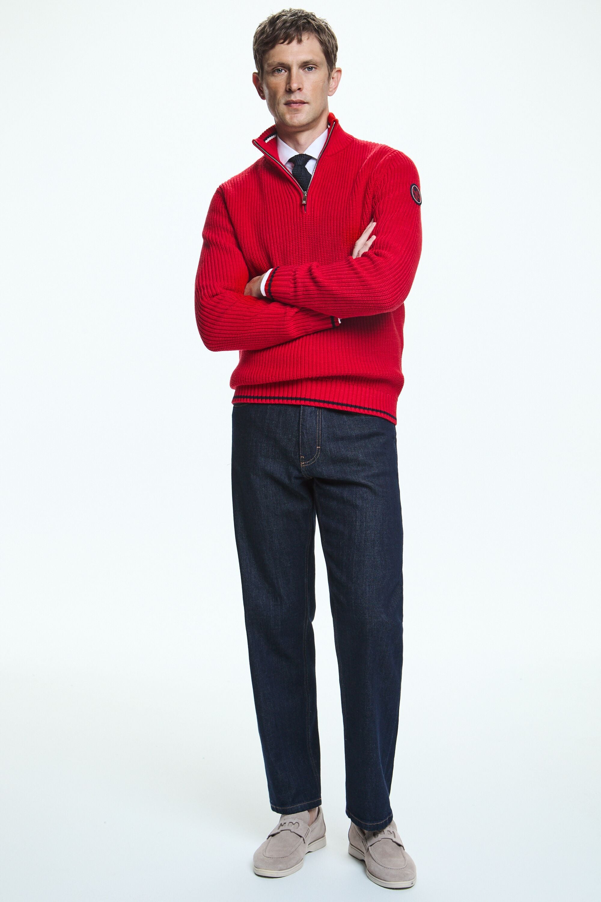 Half zip cotton sweater red CH Carolina Herrera United States