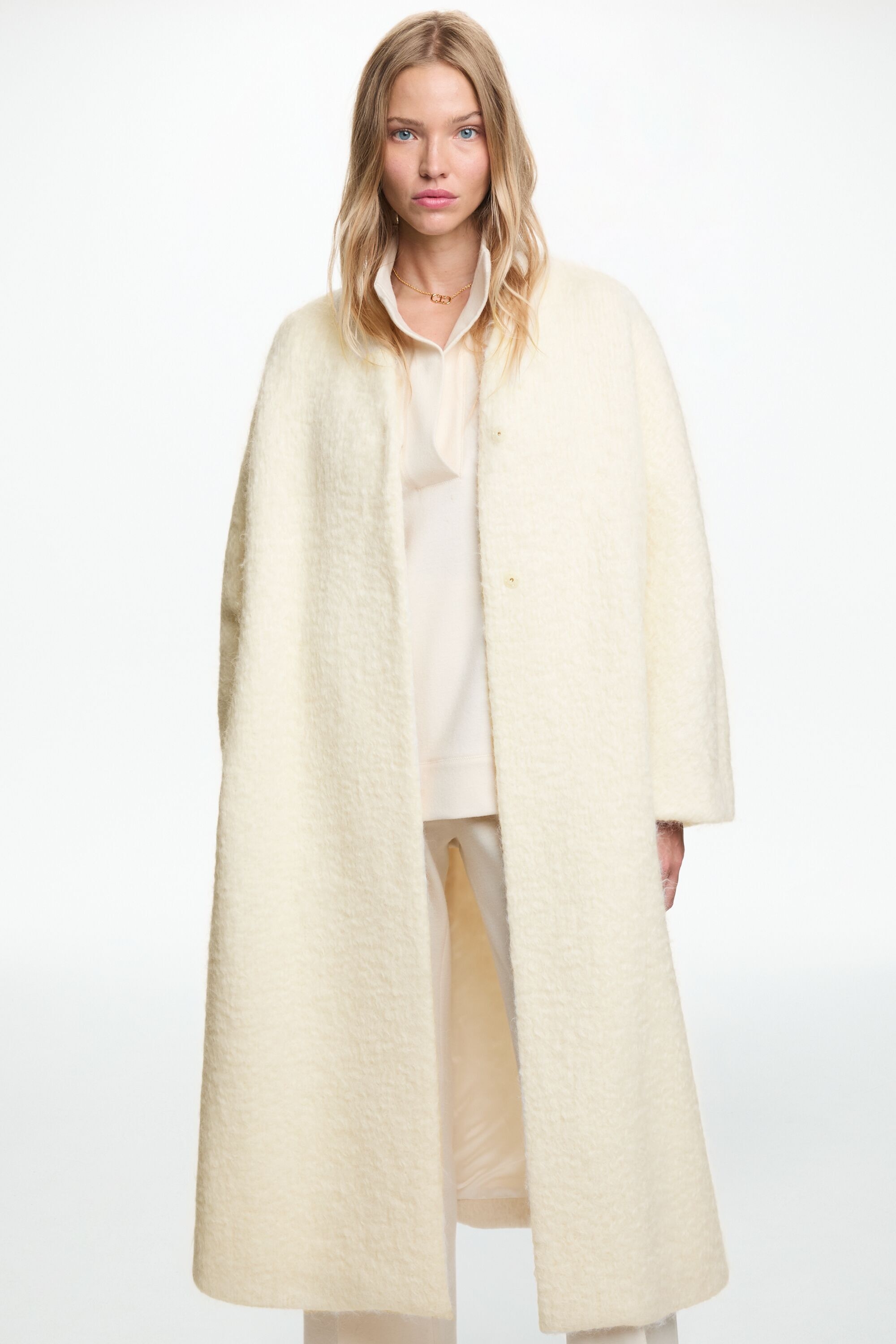 Wool Bouclé Oversize Midi Coat