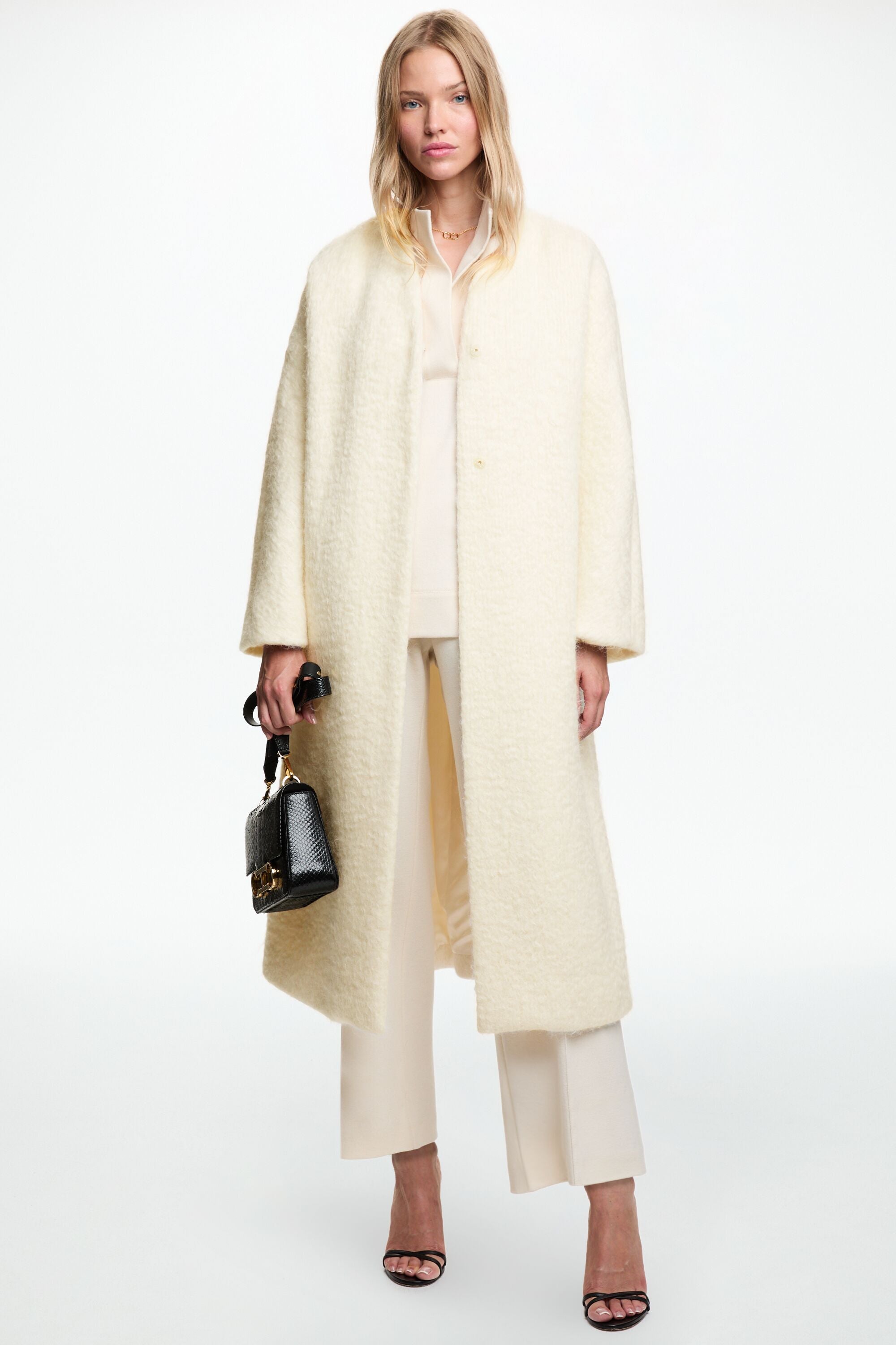 Wool Boucle Oversize Midi Coat ivory CH Carolina Herrera United States