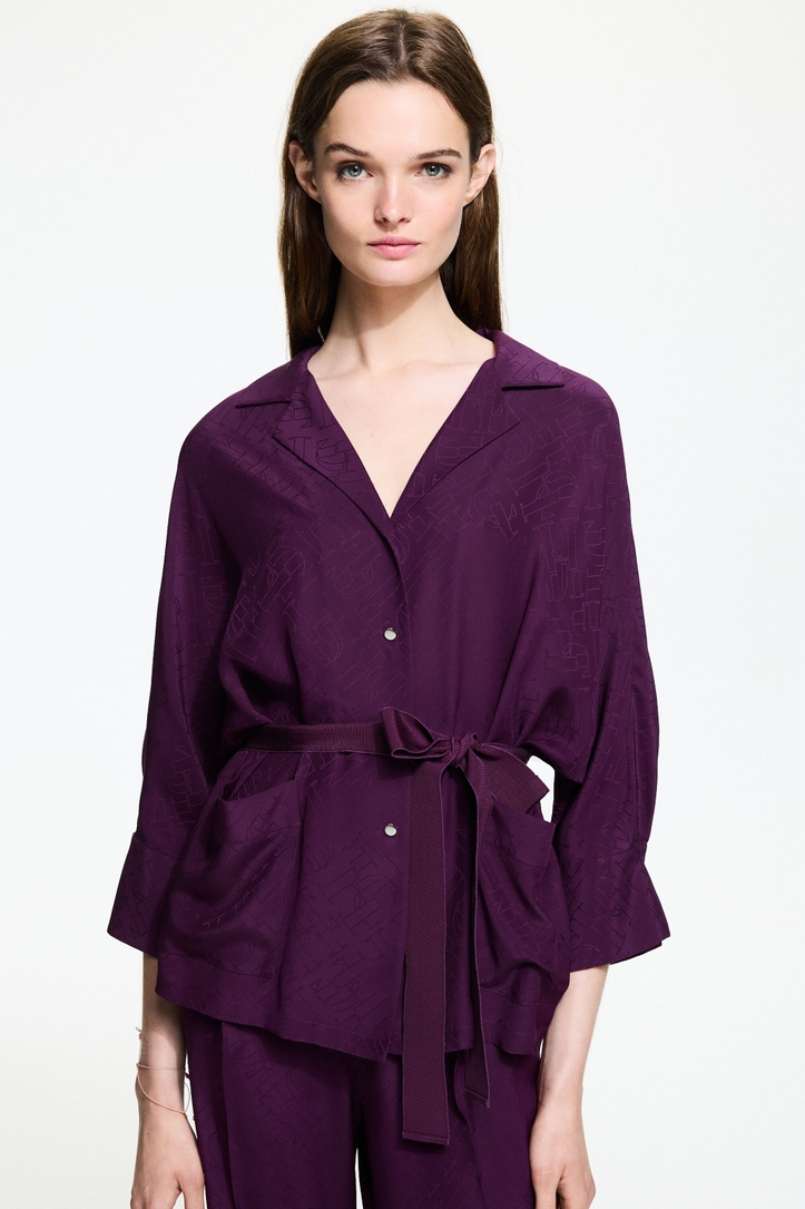 Camisa oversize de jacquard de seda Initials Puzzle