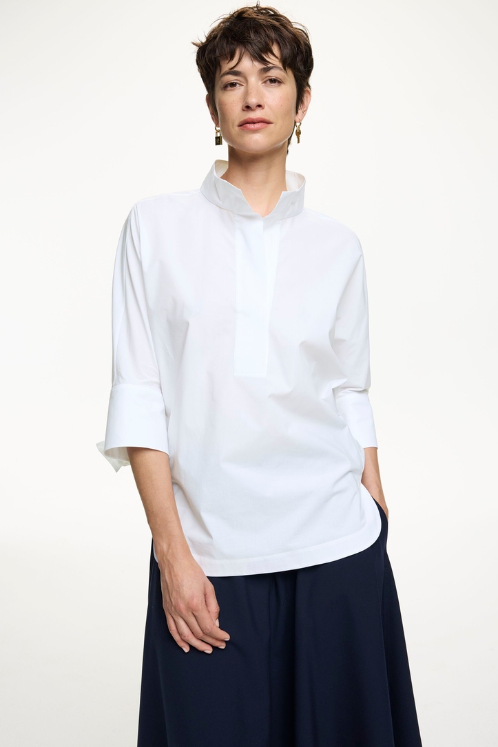 Bow-Detailed Poplin White Shirt