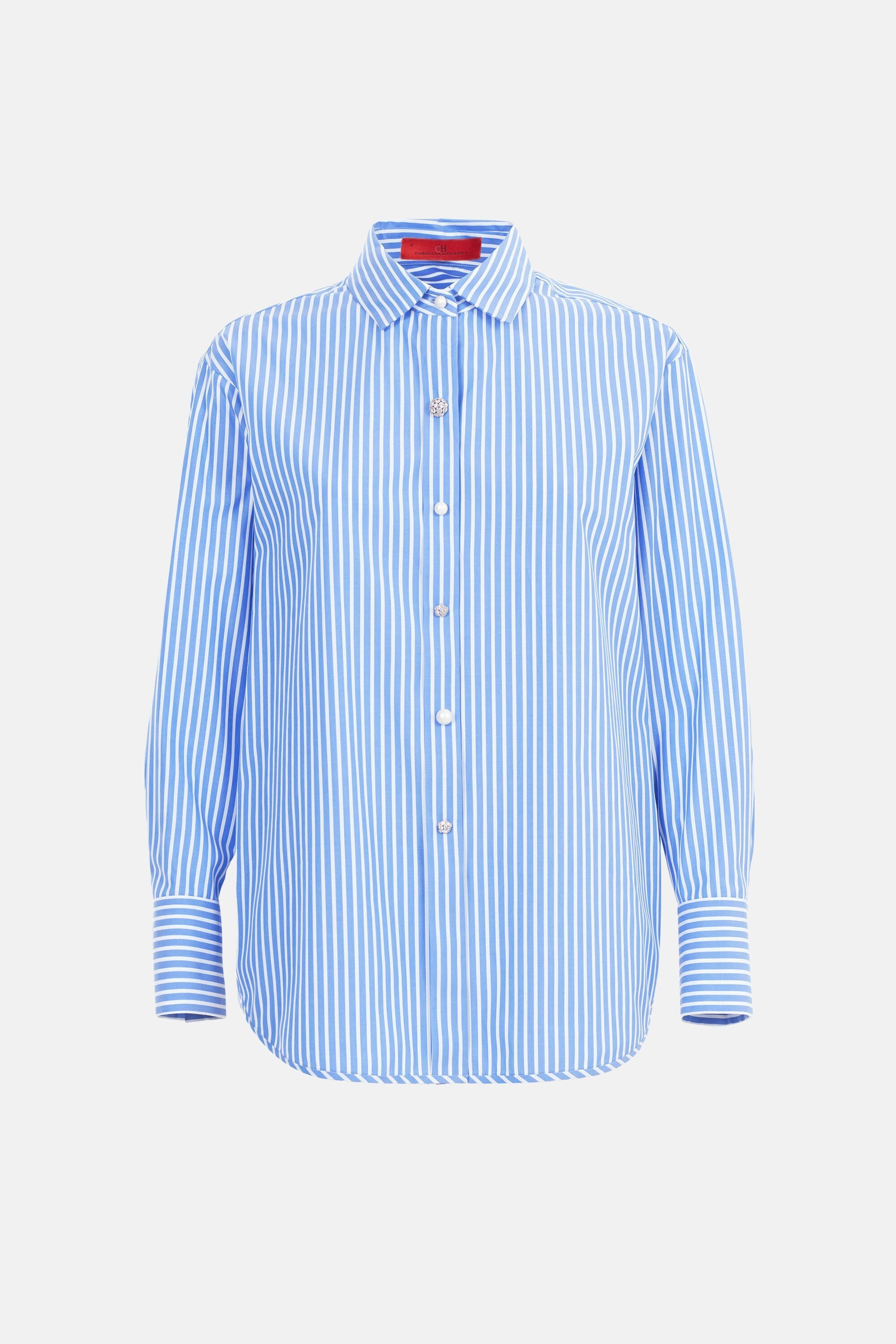 Carolina herrera blue shops button up shirt 17