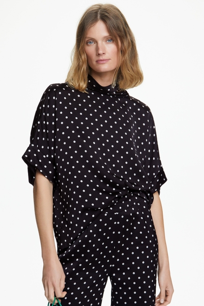 Satin oversize top with polka dots