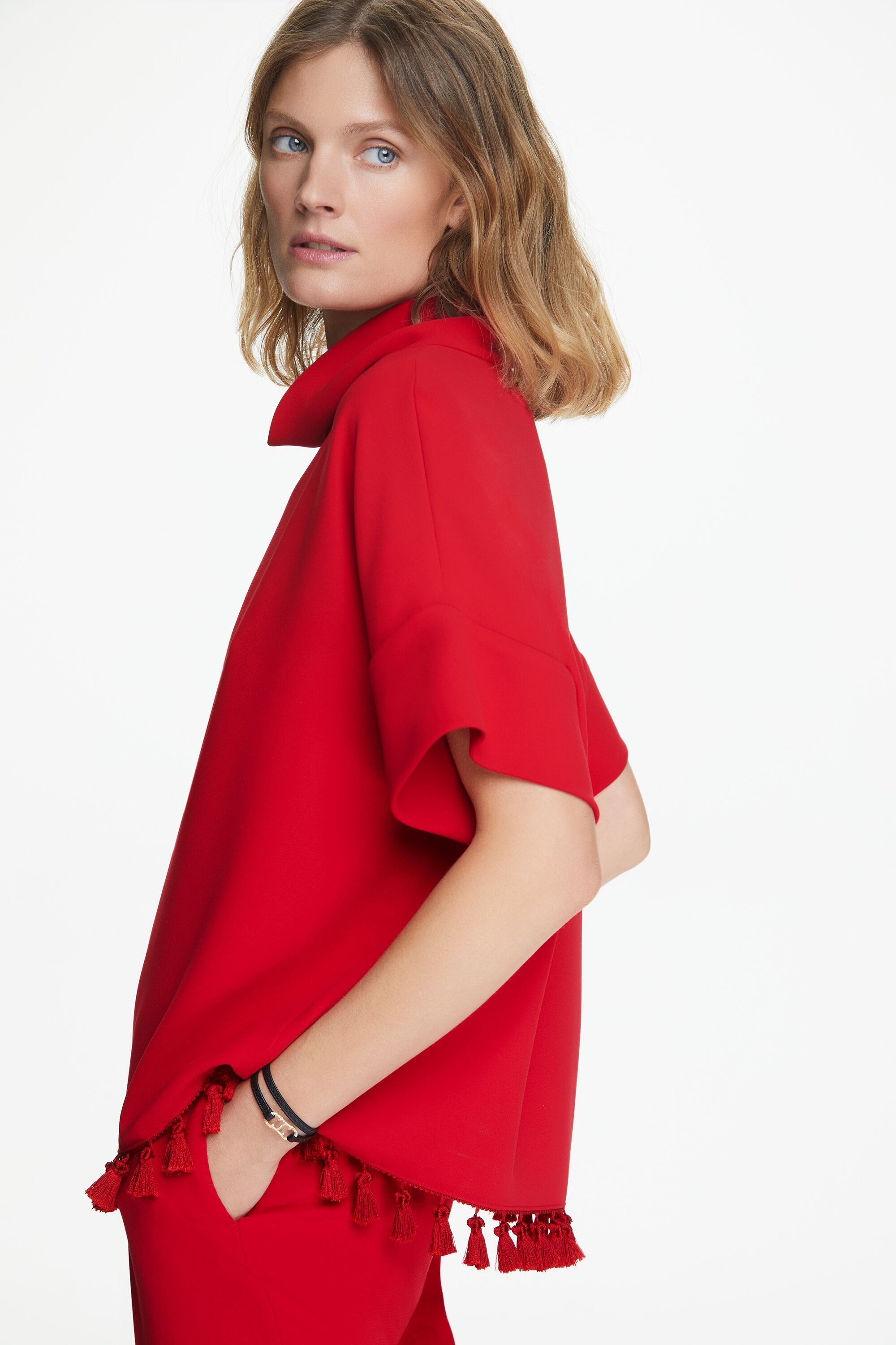 Carolina retailer Herrera Double Ruffle Crepe blouse