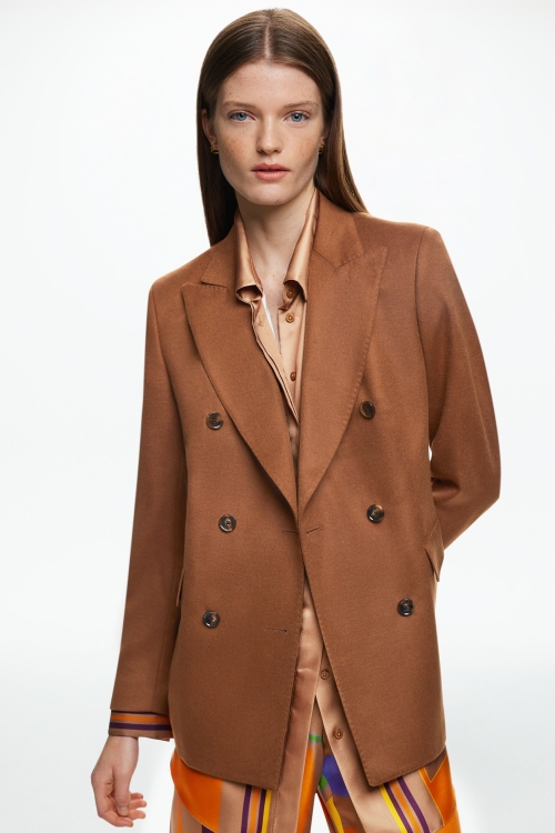 SILK AND WOOL DOUBLE-BREASTED TAILORED JACKET