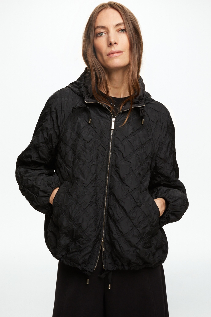 Hooded Brocade Bomber Jacket