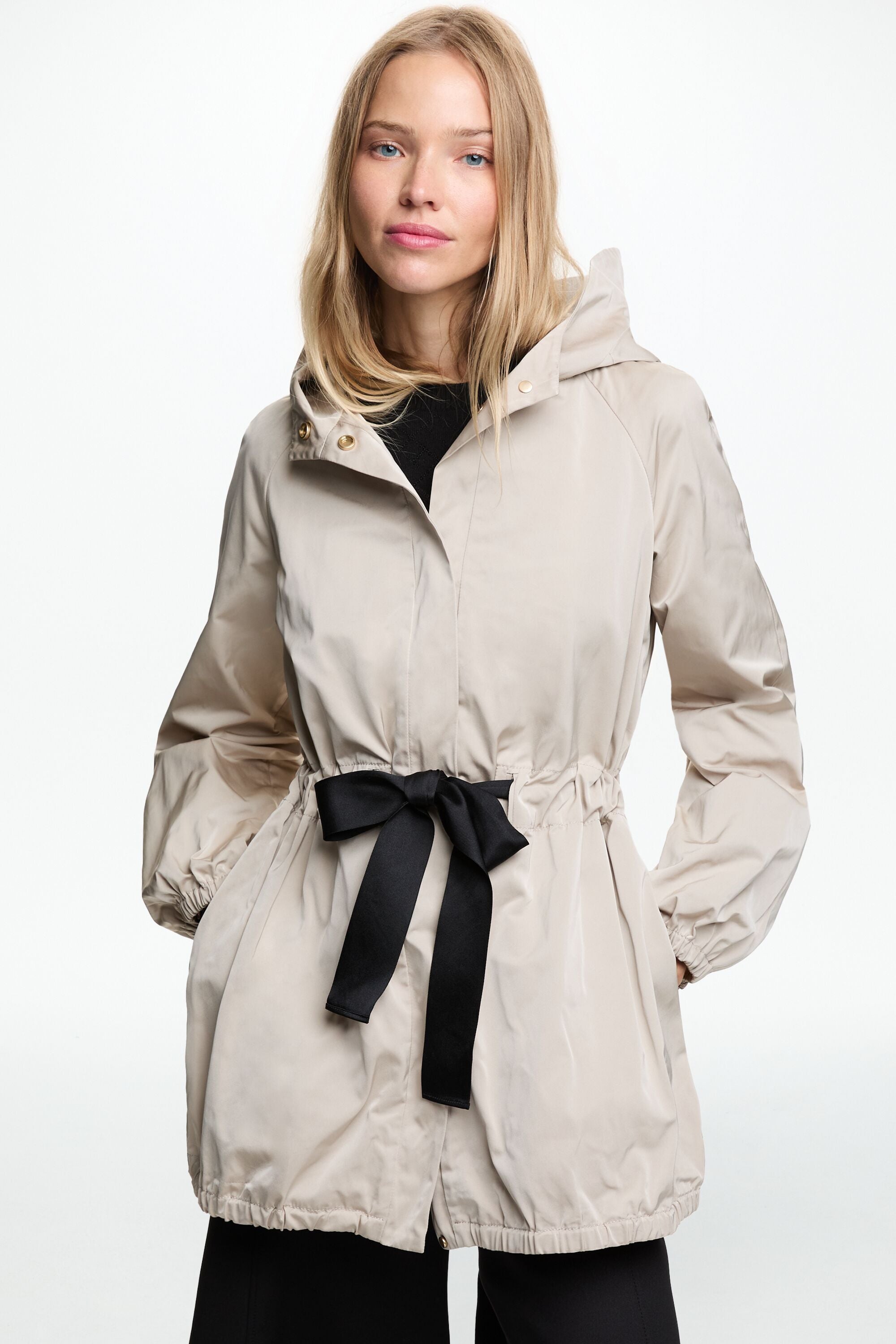 Hooded Technical Coat with Ribbon beige CH Carolina Herrera United States