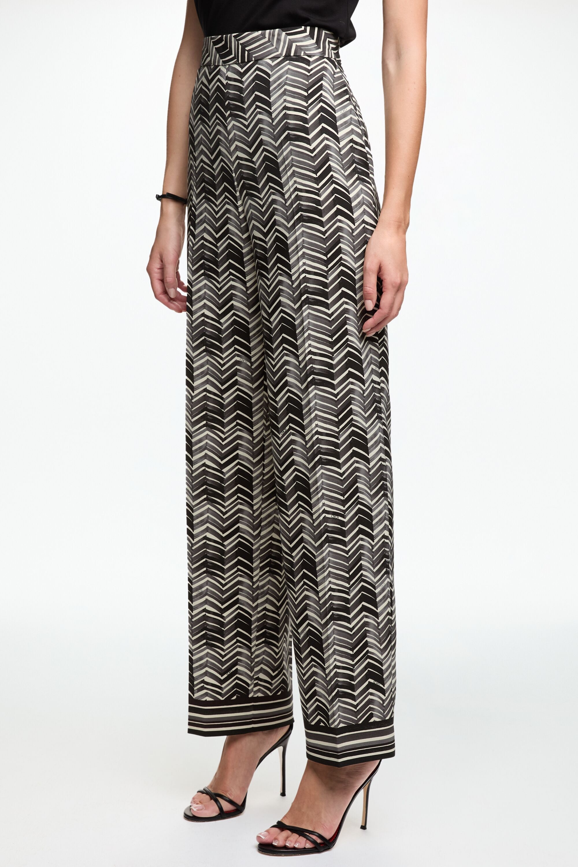 Print Crepe Straight-Leg Pants