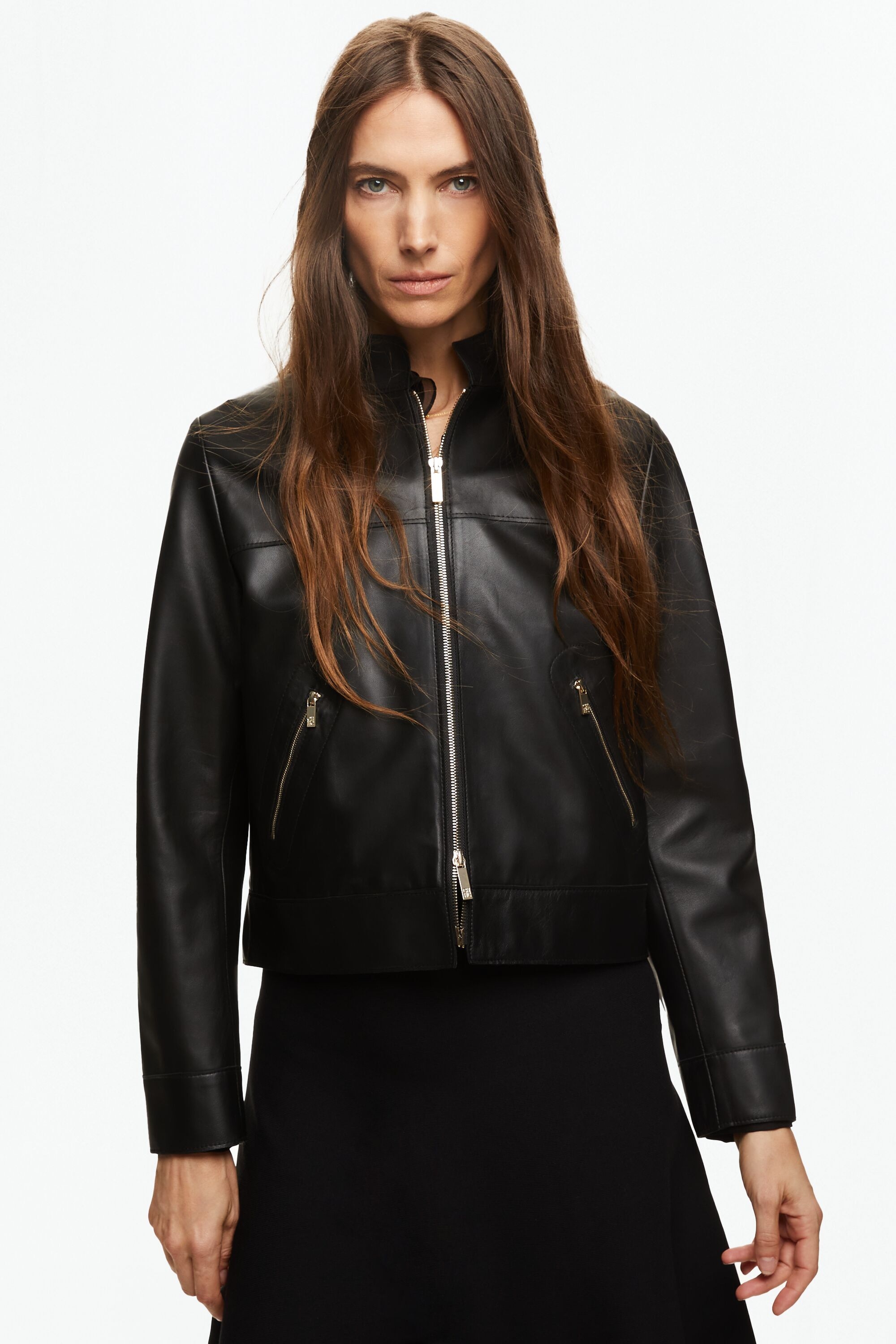 Leather Straight-Fit Jacket