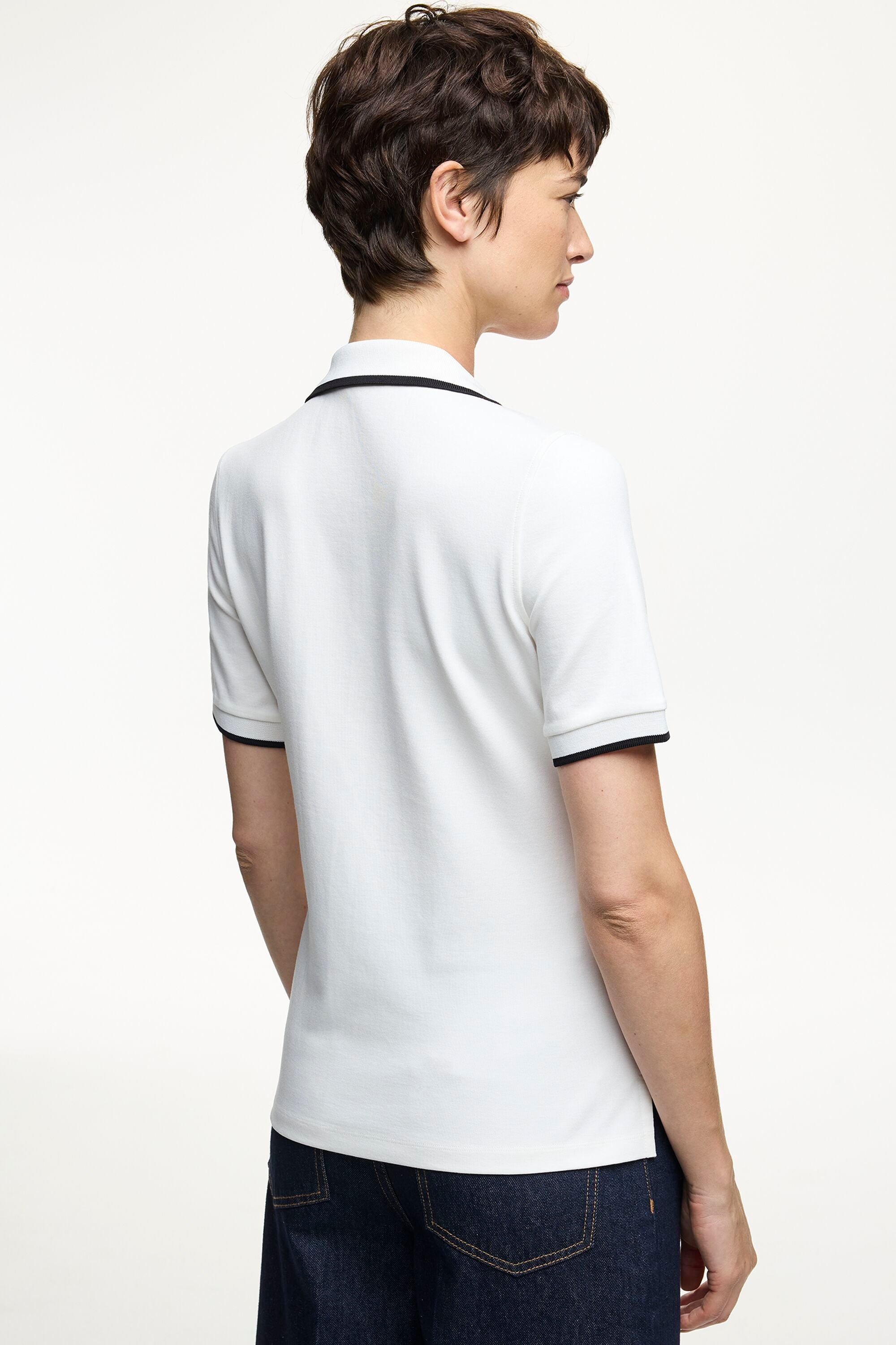 Milano Knit Polo Shirt with Lapels ivory - CH Carolina Herrera 