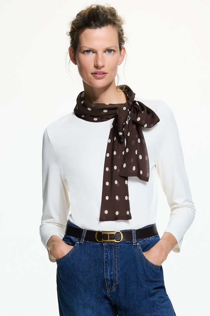 Jersey fitted t-shirt with print scarf