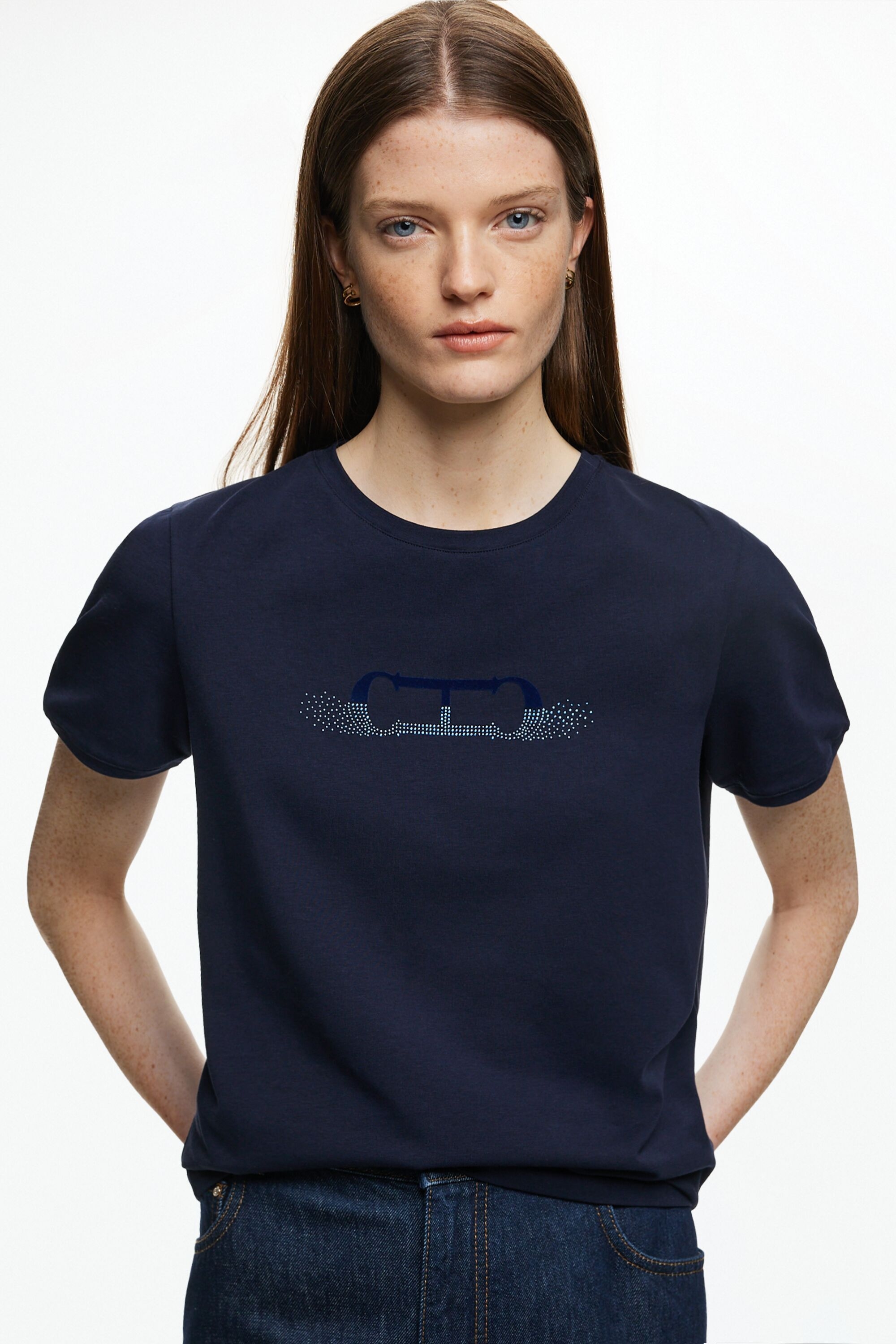 Initials Insignia t-shirt with crystal beads