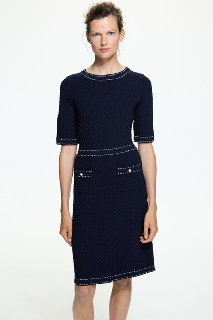 Basket weave stitch fitted dress
