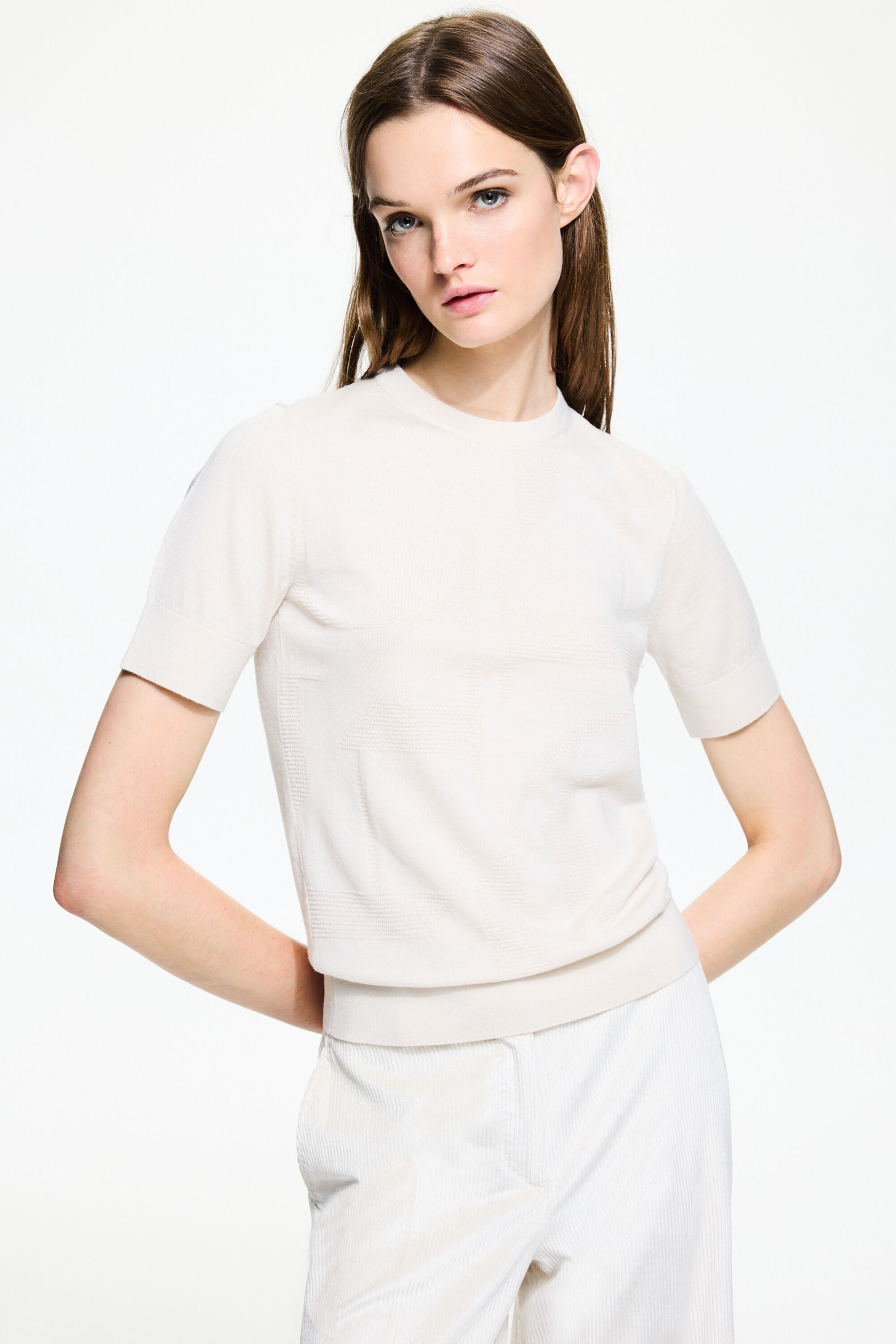 Textured merino wool and silk straight-fit sweater