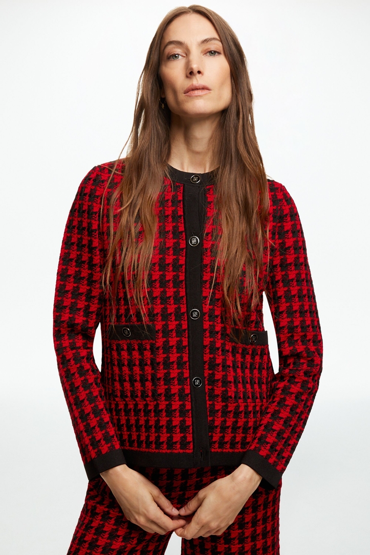 Houndstooth Jacquard Fitted Jacket