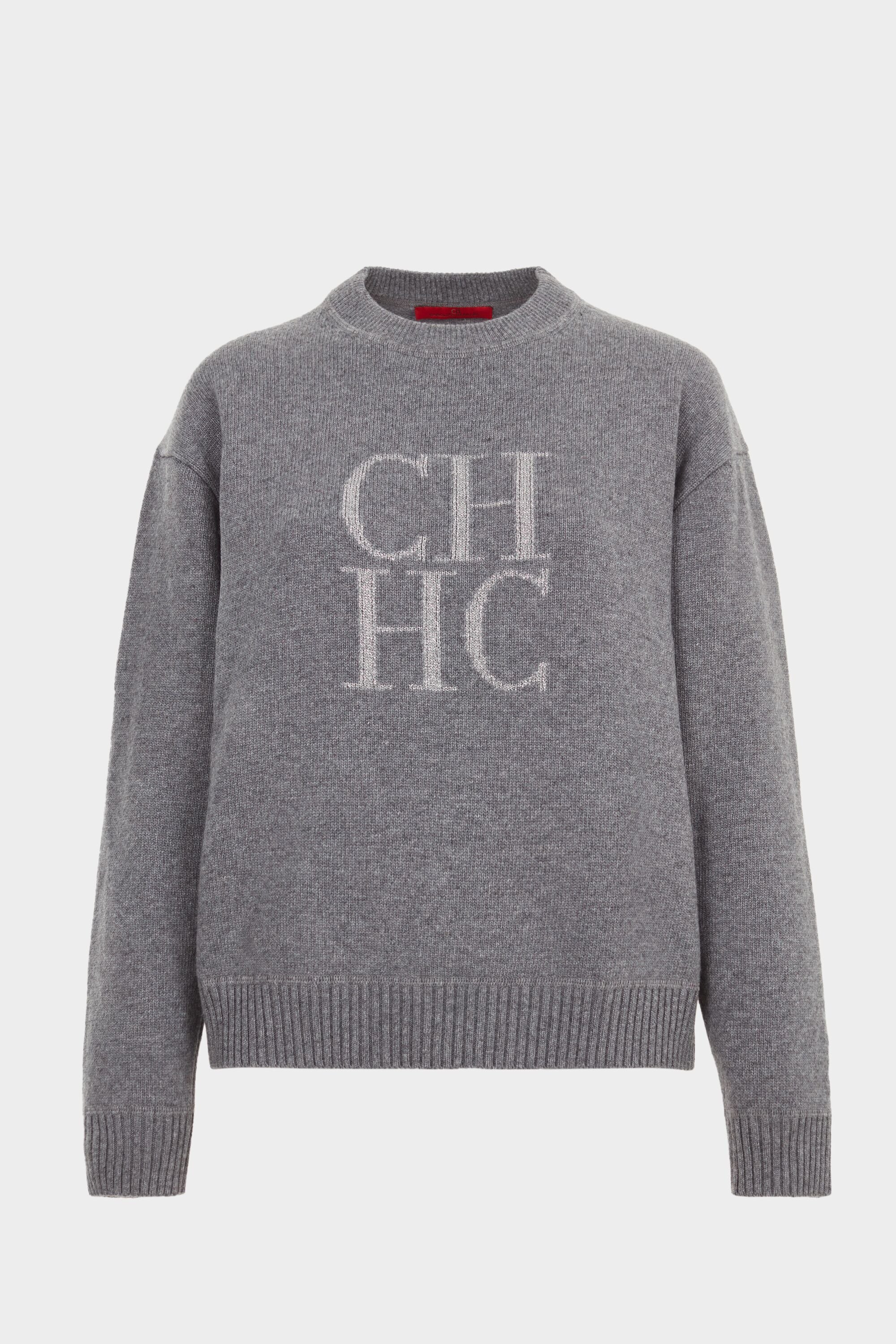 CH Intarsia Knit Sweater gray CH Carolina Herrera Italy