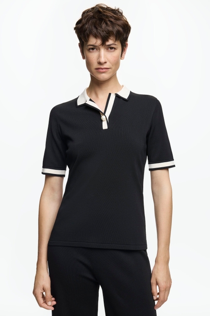 Knit Polo Shirt with Contrasts