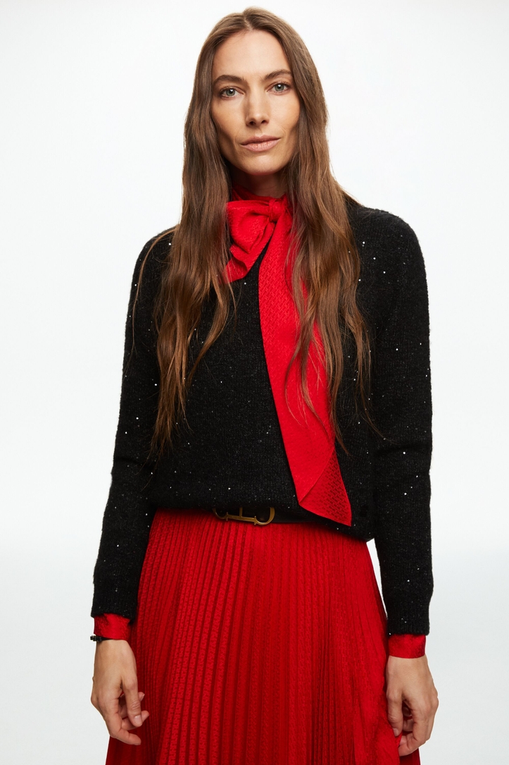 Sequined Knit Straight-Fit Sweater