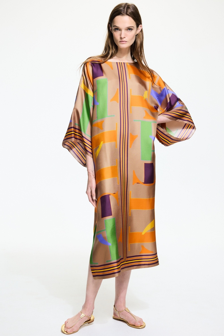 Initials Puzzle silk twill oversize dress