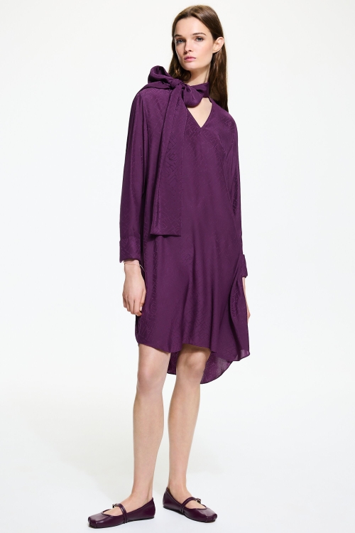 INITIALS PUZZLE SILK JACQUARD STRAIGHT-FIT DRESS