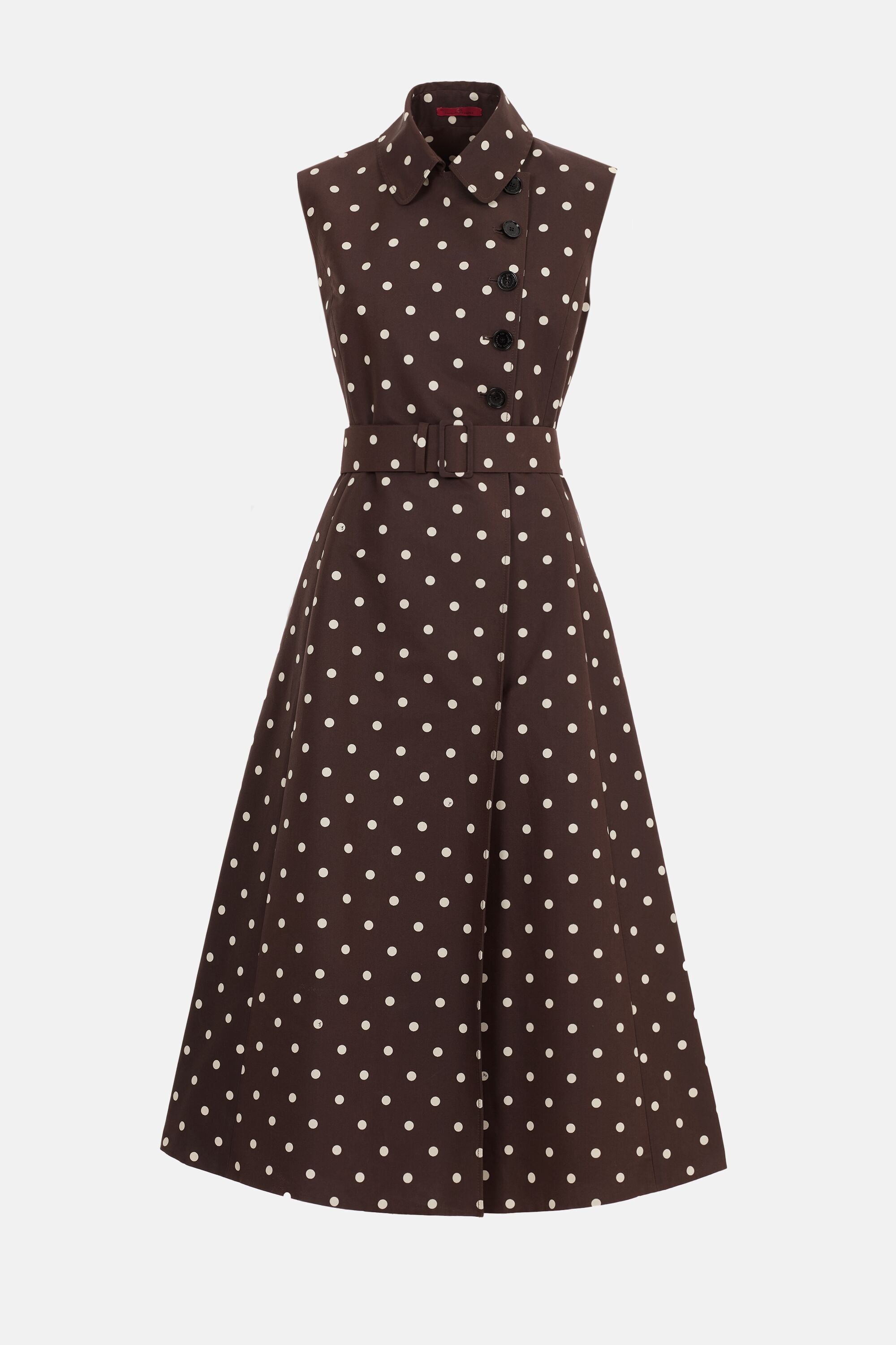 Brown dress with white polka dots on sale