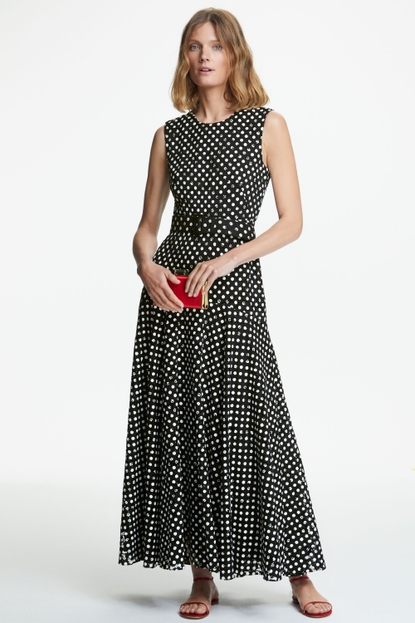 Polka dots print lace dress