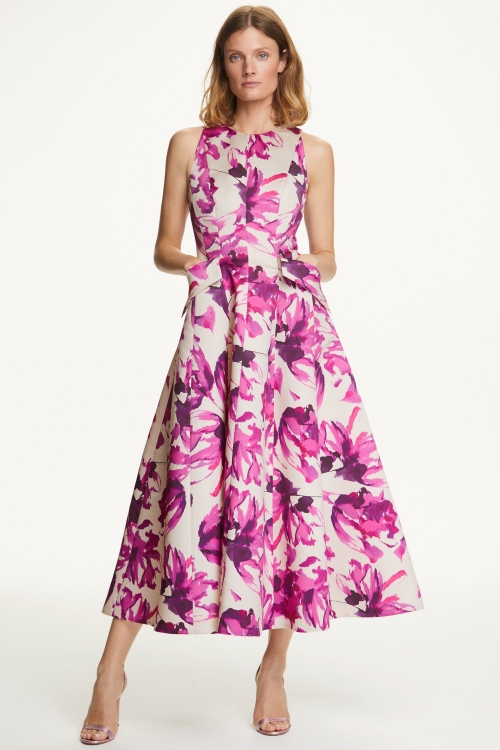 PRINT DUCHESSE MIDI HALTER DRESS