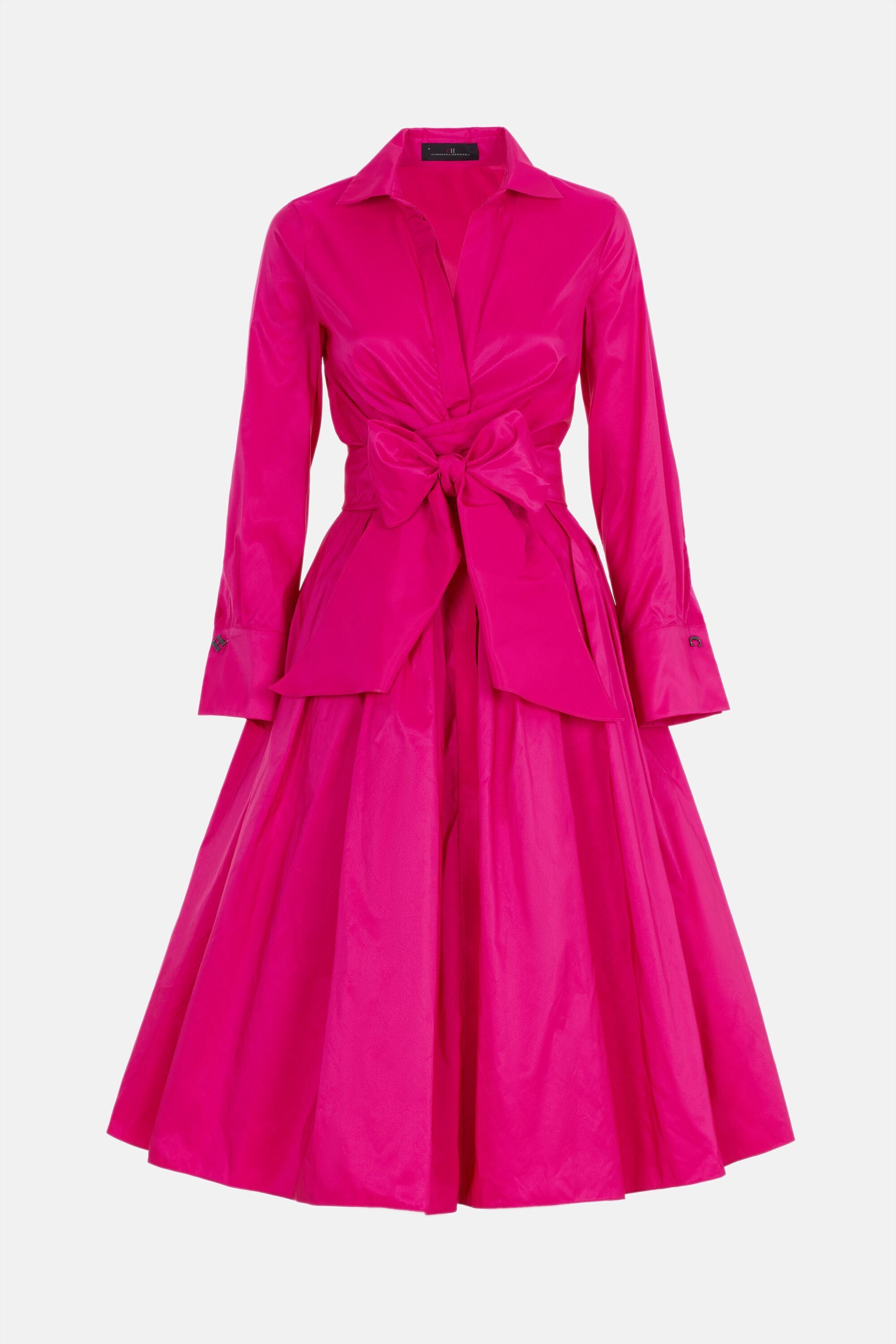 Taffeta shirt dress with cufflinks and bow fuchsia CH Carolina Herrera Germany