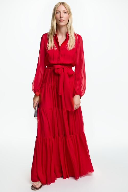 SILK CHIFFON SHIRT DRESS